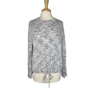 AERIE Wide Sleeve Soft Heather Gray Sweater Size Medium Drawstring Hem